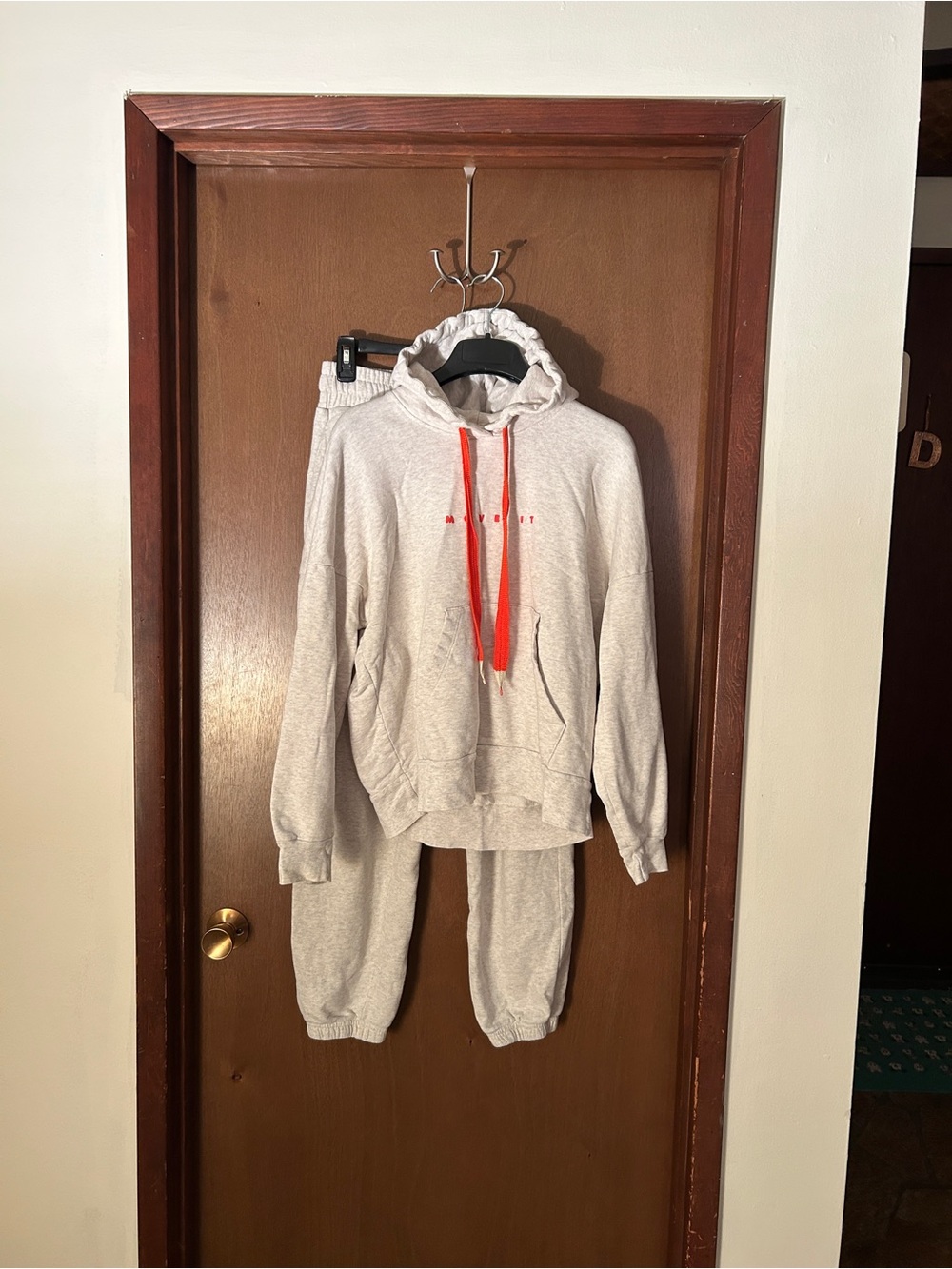 MOTHER Move It Light Gray Hoodie (Sz S) and sweats (Sz M) set